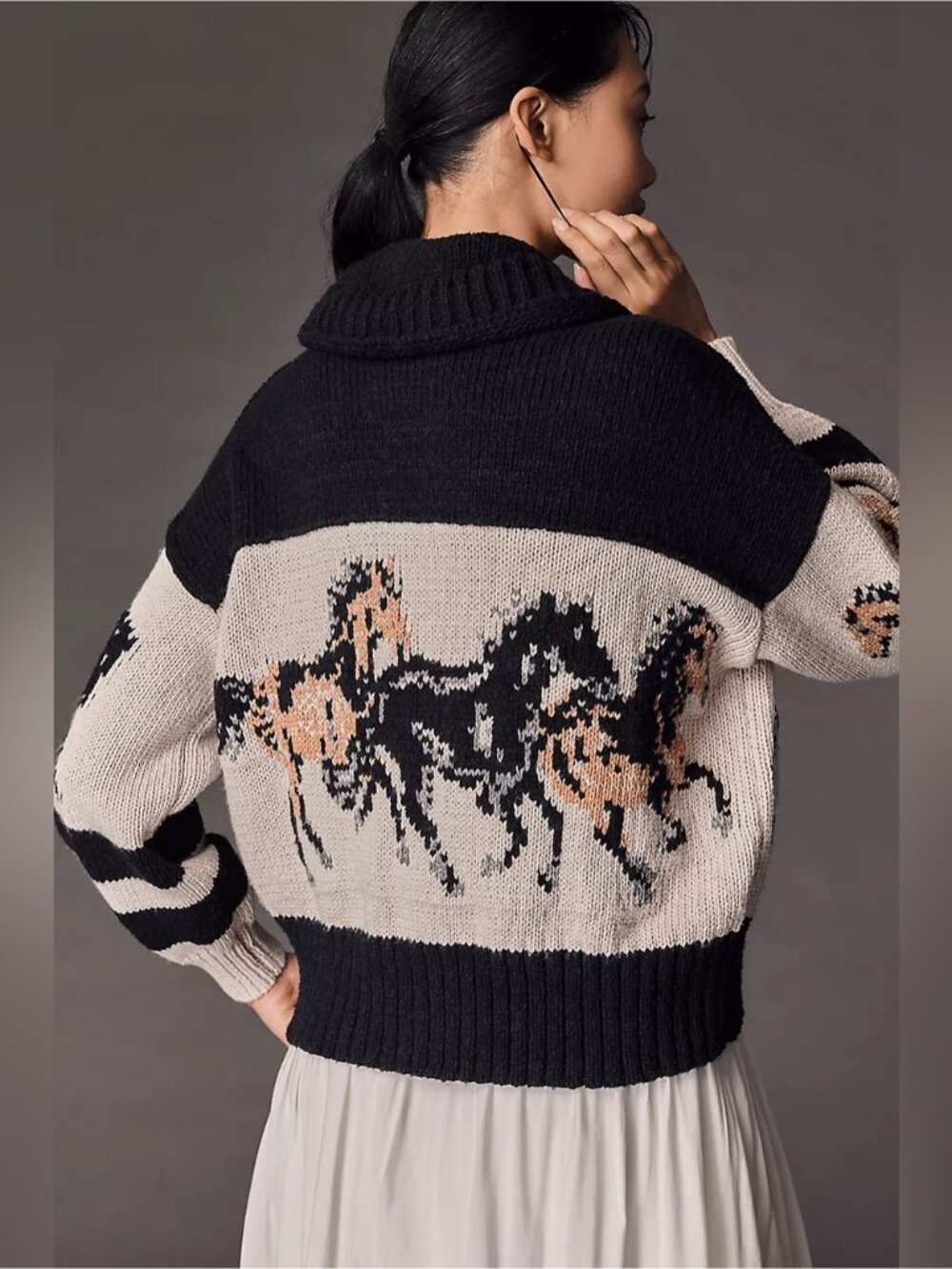NWT Size XL - Anthro Pilcro Horse Graphic Cardigan Cotton Blend (US$ 198) - Picture 4 of 16